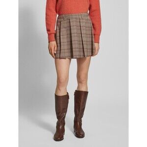 Vero Moda Skirt Womens Size 4 Beige Plaid Pleated Mini Preppy A-Line